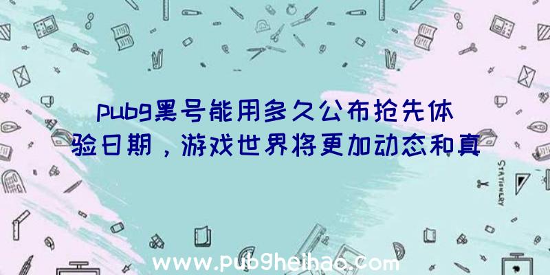 pubg黑号能用多久公布抢先体验日期，游戏世界将更加动态和真实