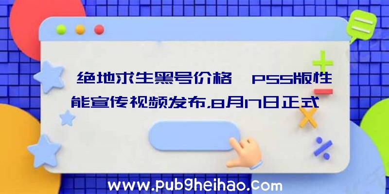 《绝地求生黑号价格》PS5版性能宣传视频发布，8月17日正式发售