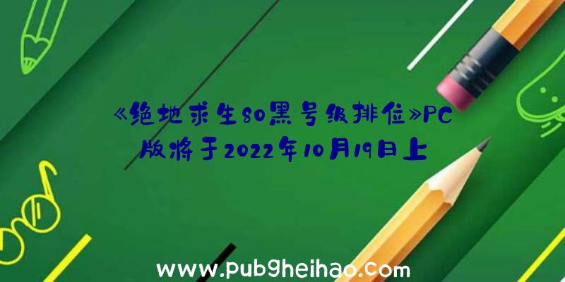 《绝地求生80黑号级排位》PC版将于2022年10月19日上市